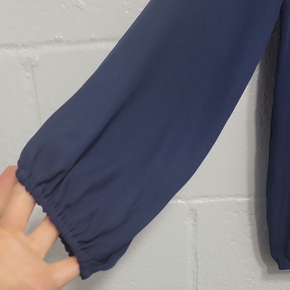 Joie Deep Blue Silk Blouse with Tassel Details - Picture 6 of 14